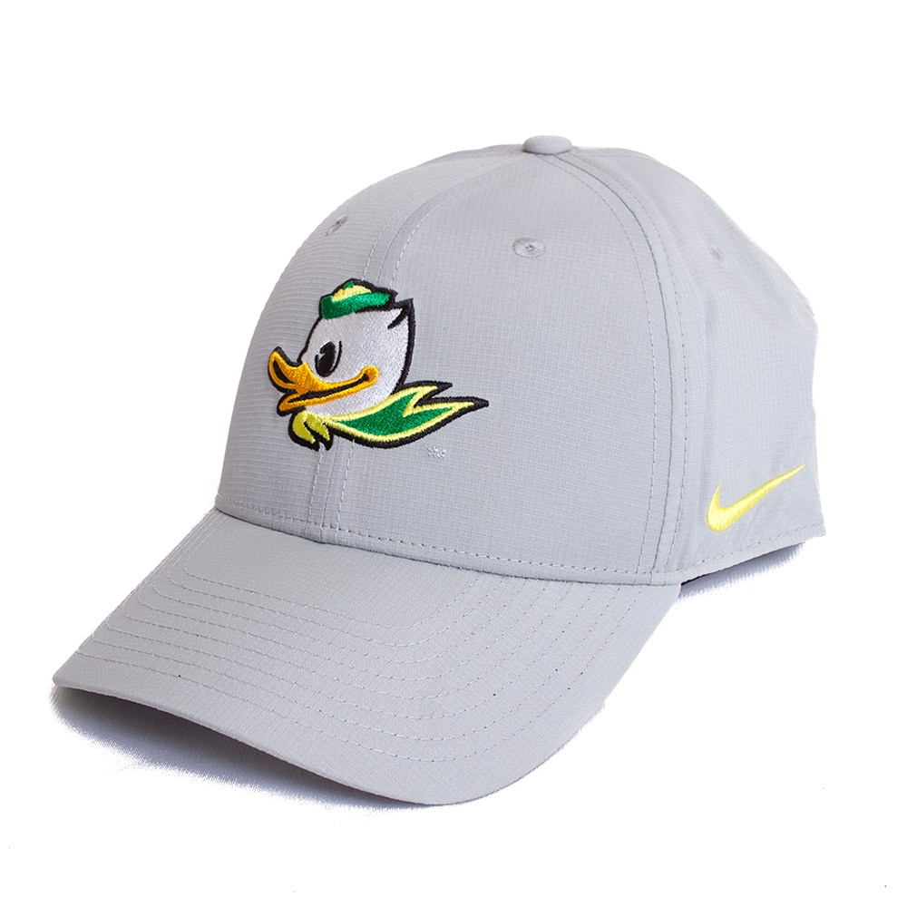 Fighting Duck, Nike, Grey, Curved Bill, Performance/Dri-FIT, Accessories, Unisex, Structured, Basic, Adjustable, Hat, 808551